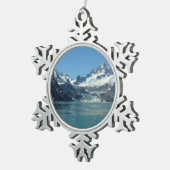 Gletschergewässer von Alaska Gefüttert Schneeflocken Zinn-Ornament (Rechts)