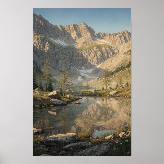 Gletscherkar und Alpensee-Landschaftsposter Poster (Vorne)
