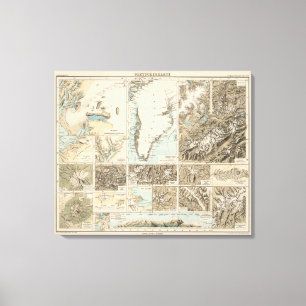 Gletscherkarte - Gletscher-Atlas-Karte Leinwanddruck