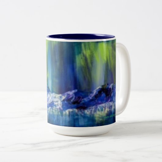 Gletscherreflektionen Zwei-Tonen-15oz-Tasse Zweifarbige Tasse (VorderseiteRechts)