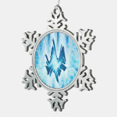 Gletschersee Schneeflocken Zinn-Ornament (Rechts)