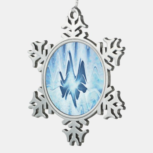 Gletschersee Schneeflocken Zinn-Ornament (Rechts)