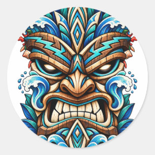 Gletscherwelle Tiki-Aufkleber Runder Aufkleber