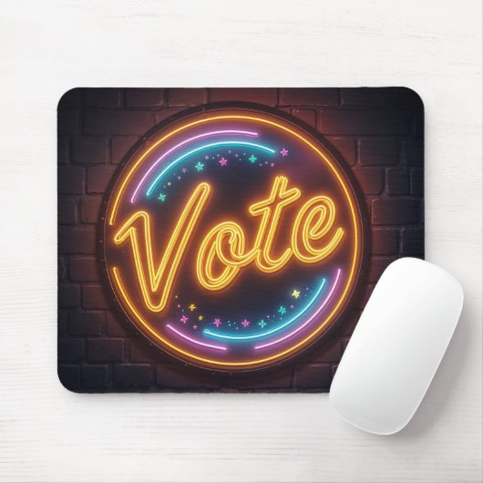 Gleuchtend Neon Vote-Zeichen auf schwarz Mousepad (Mit Mouse)