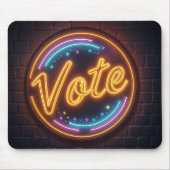 Gleuchtend Neon Vote-Zeichen auf schwarz Mousepad (Vorne)