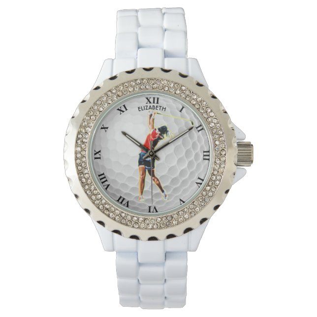 Gleuchtender psychedelischer Golfspieler mit Ball  Armbanduhr (Vorderseite)