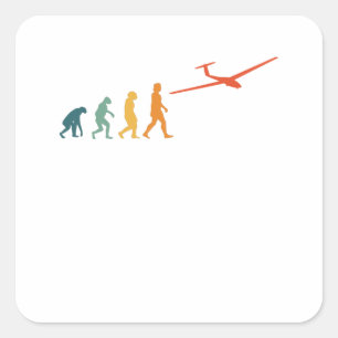 Glider Evolution Retro Pilot Quadratischer Aufkleber