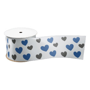 Gliding Hearts - Blau und Grau Satinband