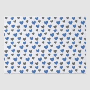 Gliding Hearts - Blau und Grau Seidenpapier