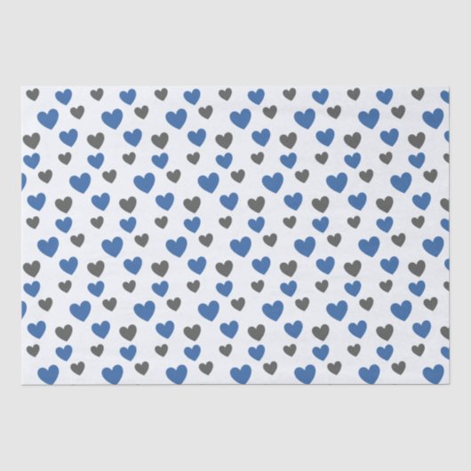Gliding Hearts - Blau und Grau Seidenpapier (Vorderseite)