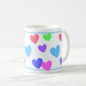 Gliding Hearts - Verschiedene Pastellfarben auf bl Kaffeetasse (VorderseiteRechts)