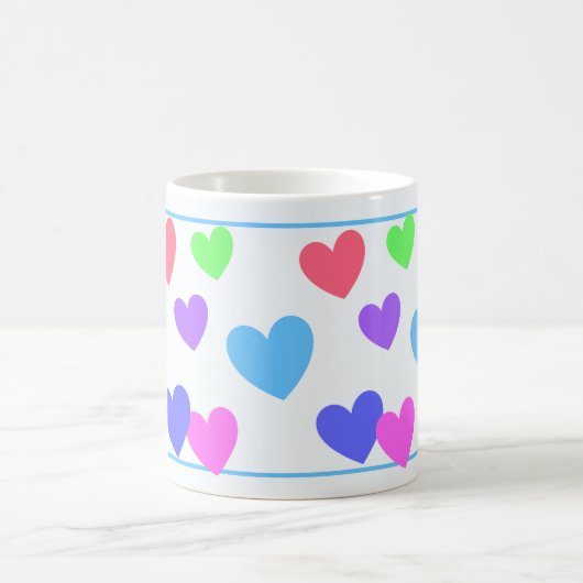 Gliding Hearts - Verschiedene Pastellfarben auf bl Kaffeetasse (Mittel)