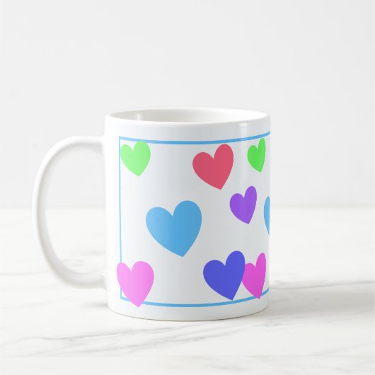 Gliding Hearts - Verschiedene Pastellfarben auf bl Kaffeetasse (Links)