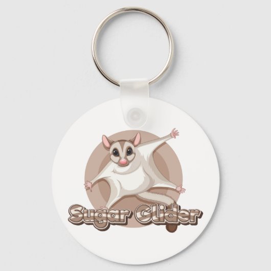 Gliding Sugar Glider Cartoon Art Schlüsselanhänger (Vorderseite)