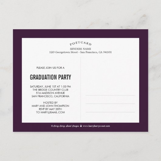 Glimmer-EDITABLE-FARBEN-Abschluss-Postkarte Einladungspostkarte (Rückseite)