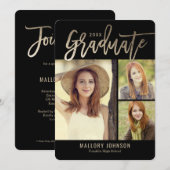 Glimmer-EDITABLE-FARBkarte für den Abschluss, gebü Einladung (Vorne/Hinten)