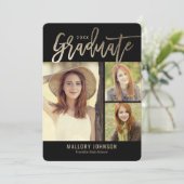 Glimmer-EDITABLE-FARBkarte für den Abschluss, gebü Einladung (Stehend Vorderseite)