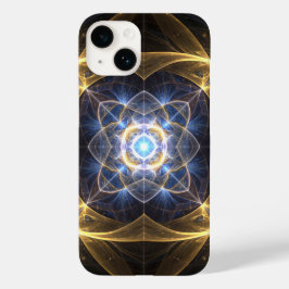Glimmer Gold Blue Fraktal Energy Phone Case