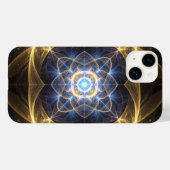 Glimmer Gold Blue Fraktal Energy Phone Case (Rückseite (Horizontal))