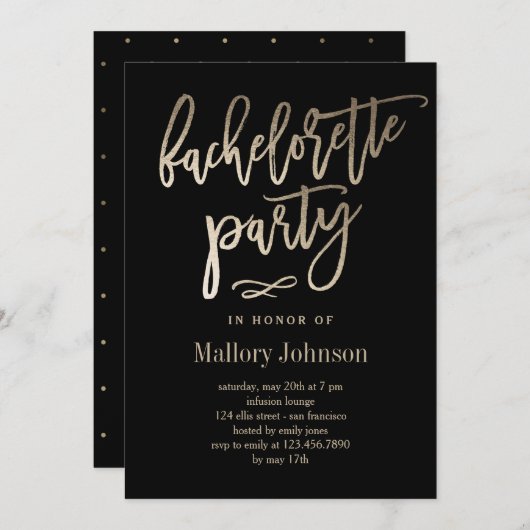 Glimmerer Junggeselinnen-Abschied-Einladung Einladung (Vorne/Hinten)