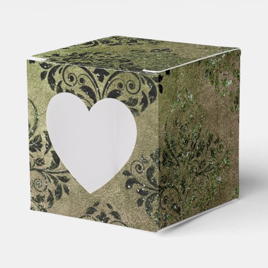 Glimmering Emerald Green und Black Vintag Damask Geschenkschachtel (Vorderseite)