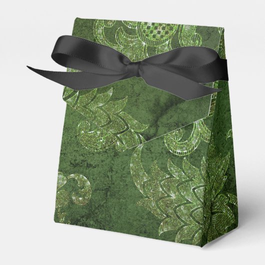 Glimmering Emerald Green Vintag Damask Geschenkschachtel (Vorderseite)