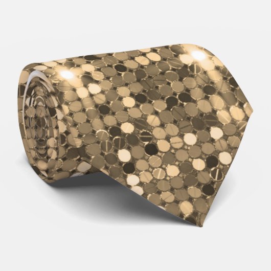 Glimmering Gold Disco Sequel Sparkle Neck Tie Krawatte (Gerollt)