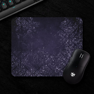 Glimmering Indigo Grunge   Mitternacht Lila Damask Mousepad