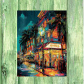 Glimmering Miami Nightscape: Foil Poster Print of