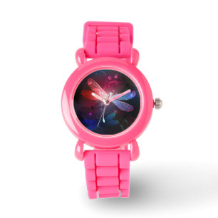Glimmerne Rote Libelle Armbanduhr