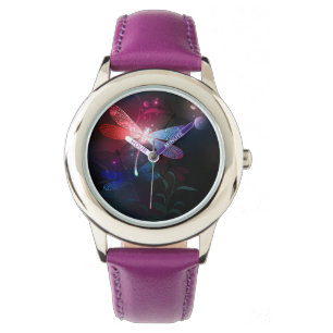 Glimmerne Rote Libelle Armbanduhr