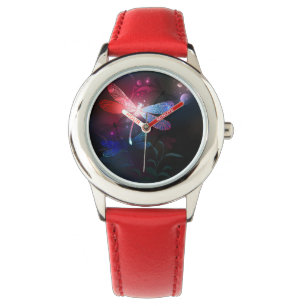 Glimmerne Rote Libelle Armbanduhr