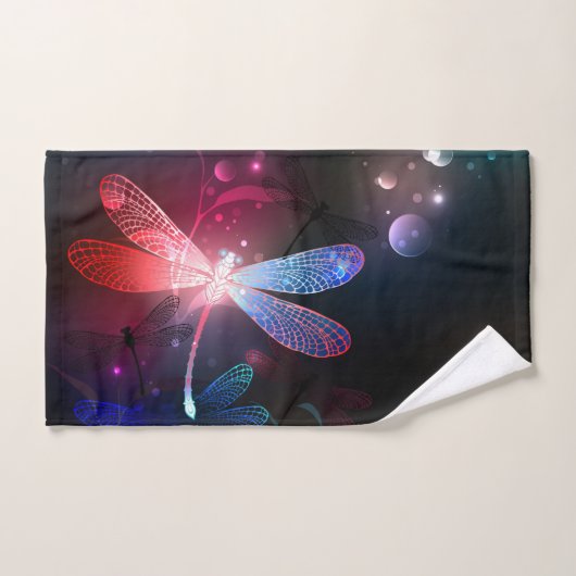 Glimmerne Rote Libelle Badhandtuch Set (Handtuch)