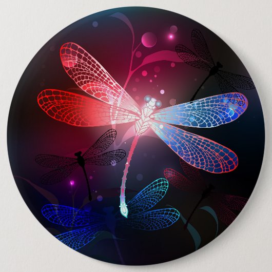 Glimmerne Rote Libelle Button (Vorderseite)