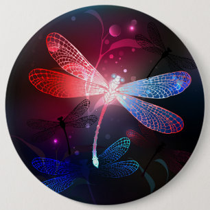 Glimmerne Rote Libelle Button