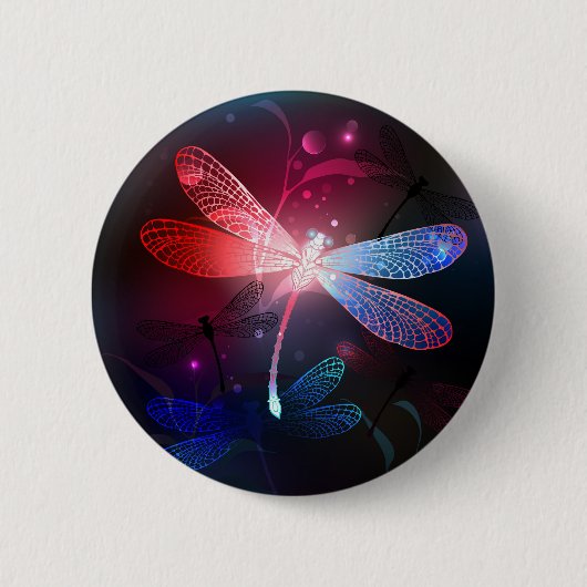 Glimmerne Rote Libelle Button (Vorderseite)