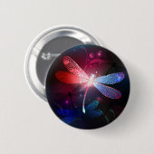Glimmerne Rote Libelle Button (Vorne & Hinten)