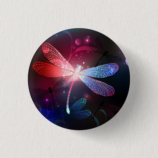 Glimmerne Rote Libelle Button (Vorderseite)