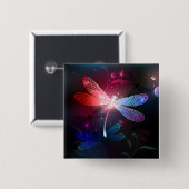 Glimmerne Rote Libelle Button (Vorne & Hinten)