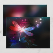 Glimmerne Rote Libelle Dankeskarte (Vorne/Hinten)