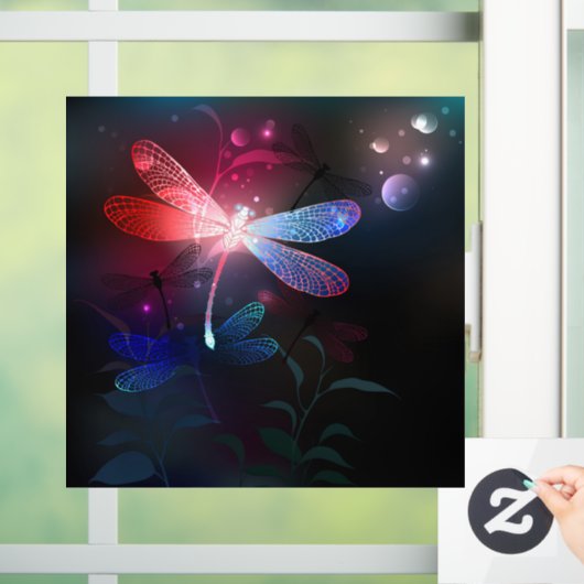 Glimmerne Rote Libelle Fensteraufkleber (Zuhause)