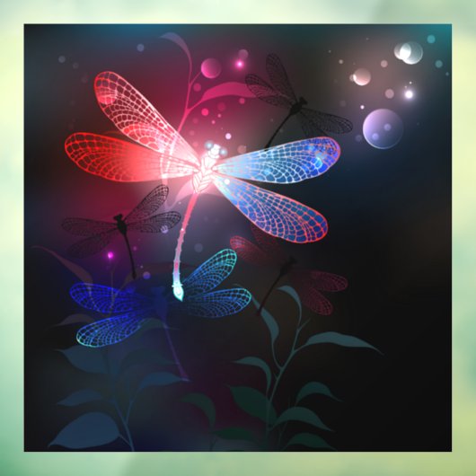 Glimmerne Rote Libelle Fensteraufkleber (Blatt 3)