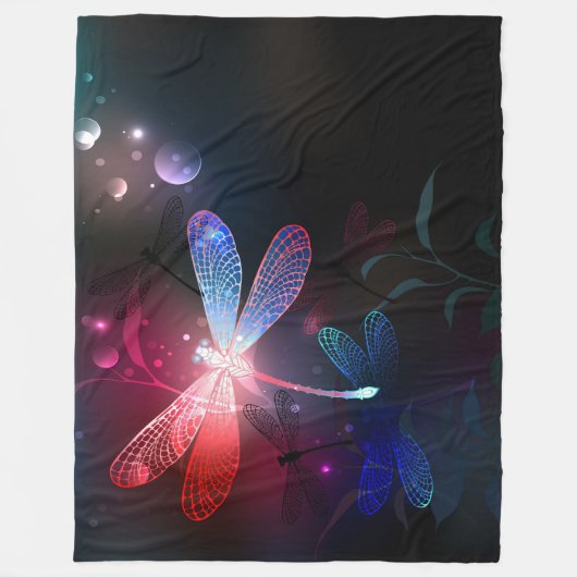 Glimmerne Rote Libelle Fleecedecke (Vorderseite)