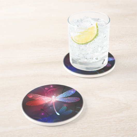 Glimmerne Rote Libelle Getränkeuntersetzer (Seite)