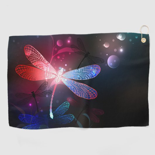 Glimmerne Rote Libelle Golfhandtuch (Horizontal)
