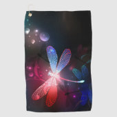 Glimmerne Rote Libelle Golfhandtuch (Vorderseite)