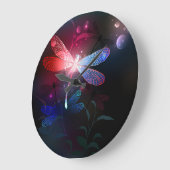 Glimmerne Rote Libelle Große Wanduhr (Winkel)