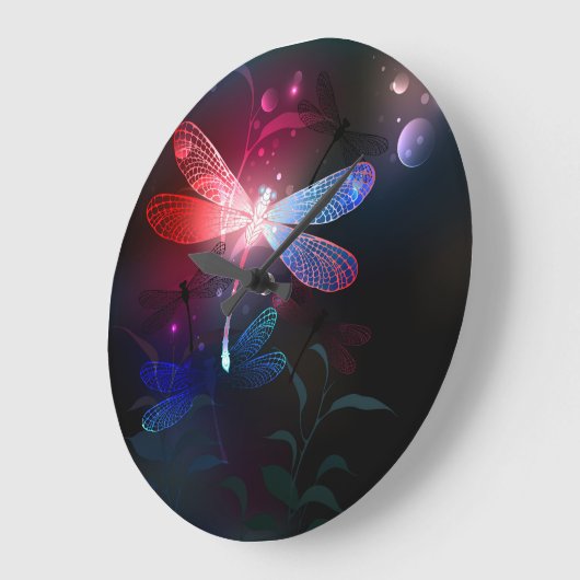 Glimmerne Rote Libelle Große Wanduhr (Winkel)