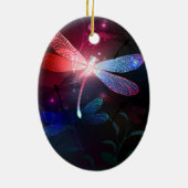 Glimmerne Rote Libelle Keramik Ornament (Hinten)