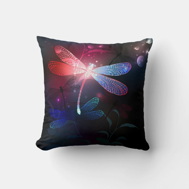 Glimmerne Rote Libelle Kissen (Vorderseite)